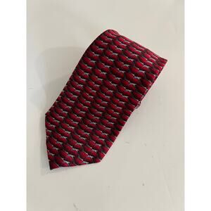 The Nature Conservancy Men's Silk Neck Tie Sperm Whale Red & Silver Geometric JL
